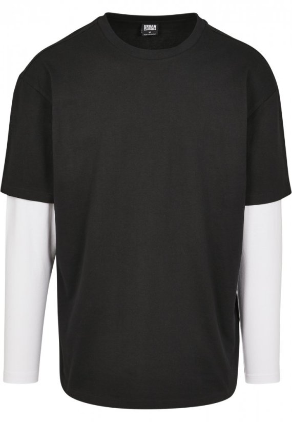 Pánské tričko Urban Classics Oversized Shaped Double Layer LS - černé, bílé