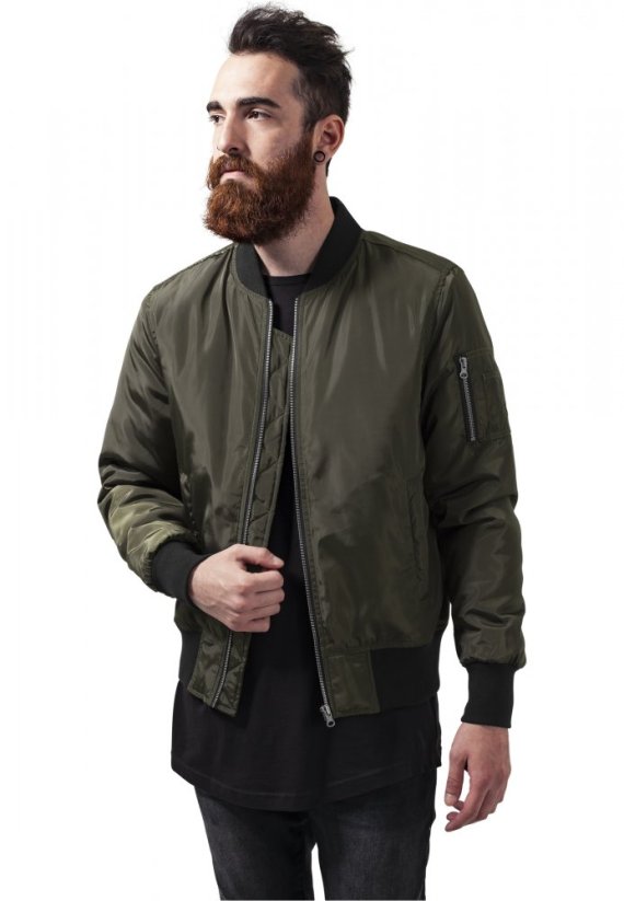 Pánska bomber bunda Urban Classics 2-Tone - tmavo olivová