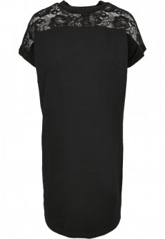 Šaty Urban Classics Ladies Lace Tee Dress - black