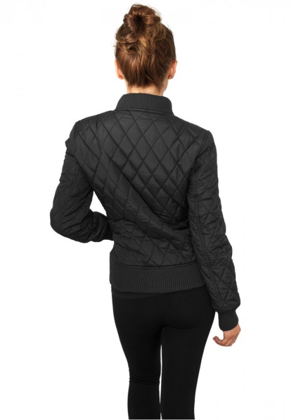 Dámská prošívaná bomber bunda Urban Classics Diamond Quilt Nylon - černá