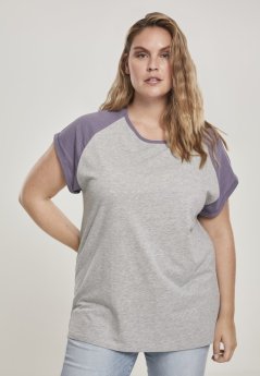 Tričko Urban Classics Ladies Contrast Raglan Tee - grey/dustypurple