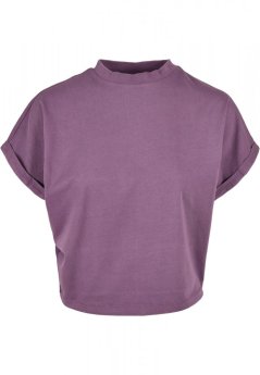 Ladies Short Pigment Dye Cut On Sleeve Tee - duskviolet