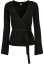 Ladies Rib Knit Wrapped Cardigan - black