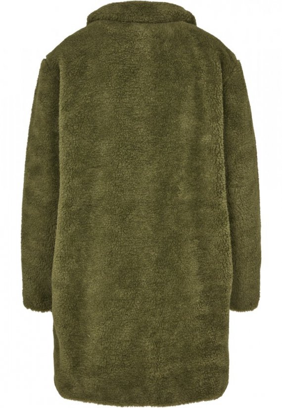 Dámsky kabát Urban Classics Ladies Oversized Sherpa Coat - olivový