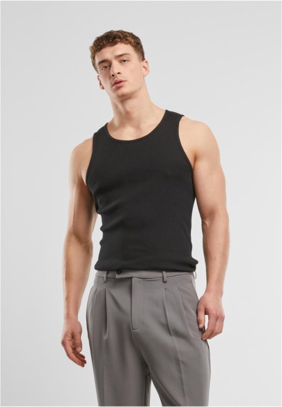 Tanktop Big Rib offwhite L - black