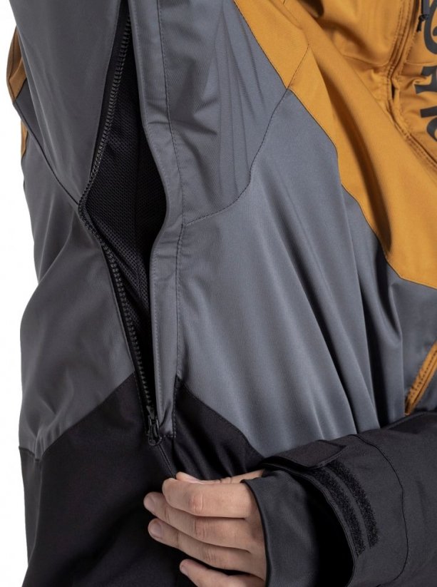 Pánská snowboardová bunda Meatfly Hoax Premium - černá/šedá/ hnědá