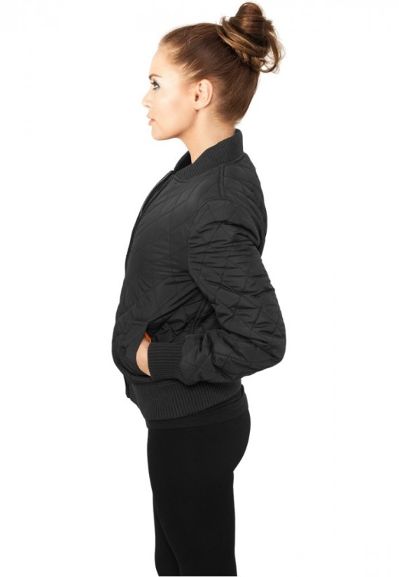 Dámská prošívaná bomber bunda Urban Classics Diamond Quilt Nylon - černá