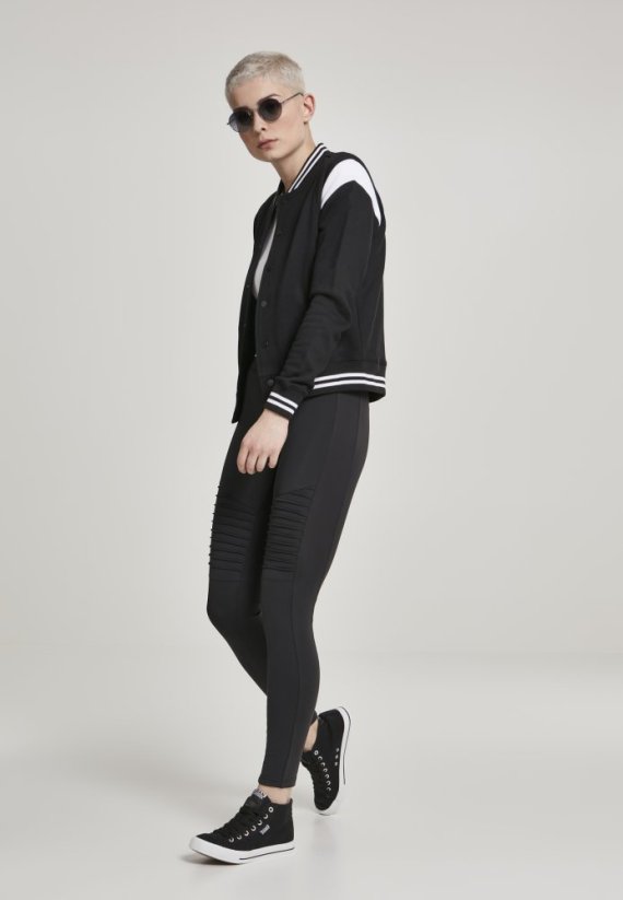 Ladies Inset College Sweat Jacket - blk/wht