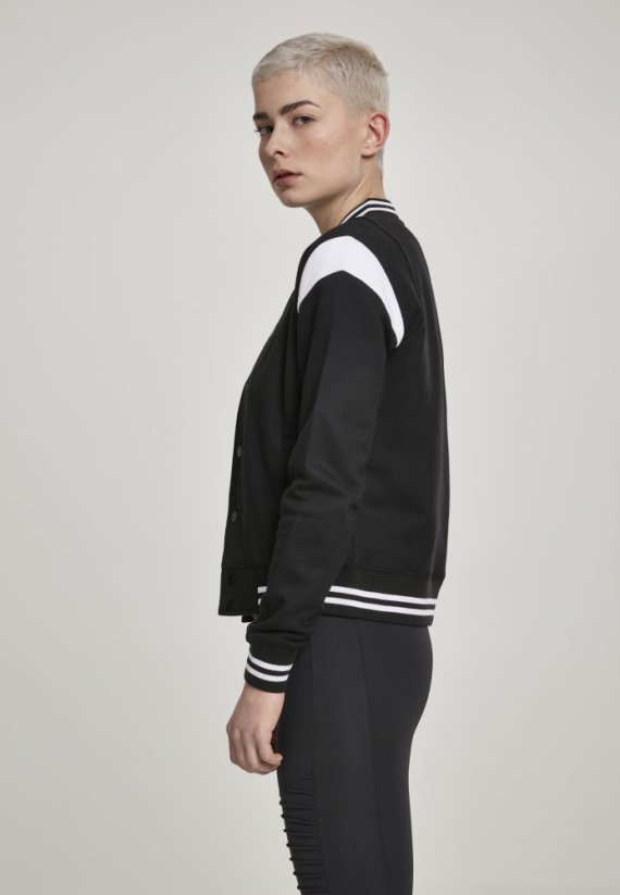 Ladies Inset College Sweat Jacket - blk/wht