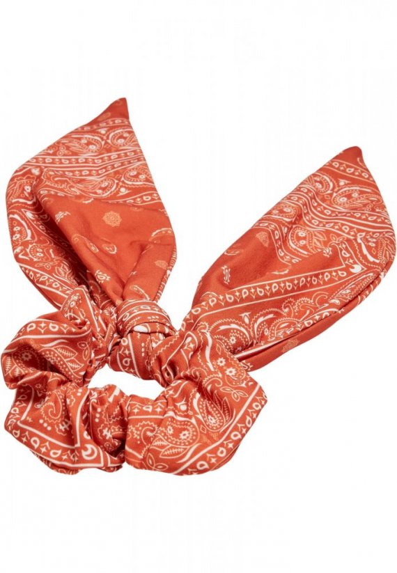 Bandana Print Scrunchies With XXL Bow 2-Pack - orange/black