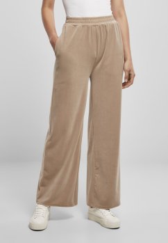 Ladies High Waist Straight Velvet Sweatpants - softtaupe
