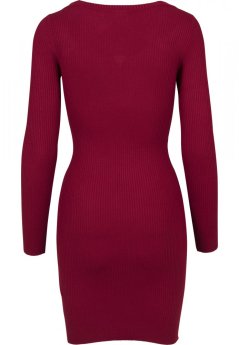 Ladies Cut Out Dress - burgundy