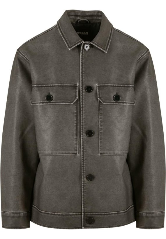 Synthetic Vintage Leather Shirt Jacket black M