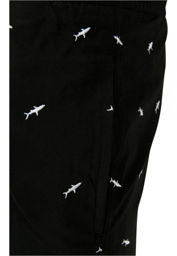 Embroidery Swim Shorts - shark/black/white