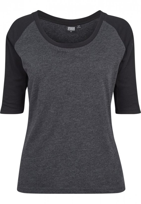 Tričko Urban Classics Ladies 3/4 Contrast Raglan Tee - charcoal/black