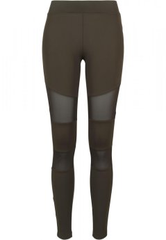 Legíny Urban Classics Ladies Tech Mesh Leggings - dark olive