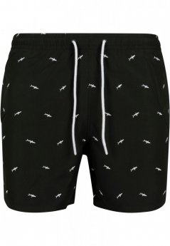 Embroidery Swim Shorts - shark/black/white
