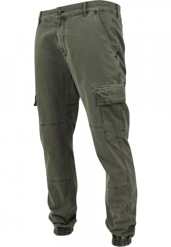 Męskie spodnie do joggingu Washed Cargo Twill — oliwkowe