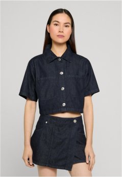 Ladies Cropped Light Denim Shirt