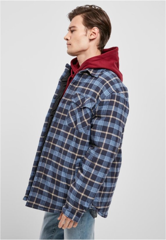 Plaid Quilted Shirt Jacket - lightblue/darkblue