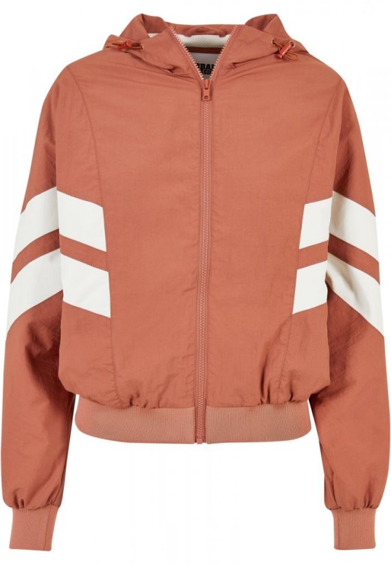 Ladies Crinkle Batwing Jacket - terracotta/whitesand
