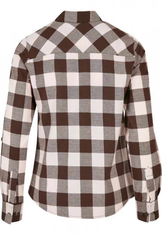 Ladies Turnup Checked Flanell Shirt - pink/brown