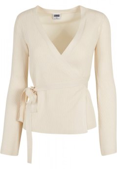 Ladies Rib Knit Wrapped Cardigan - whitesand