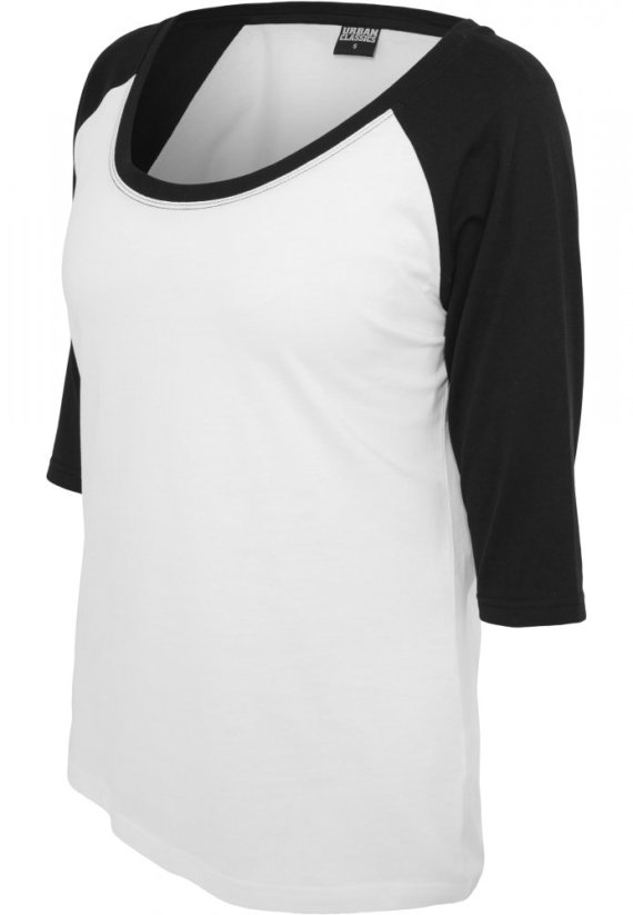 Černo/bílé dámské tričko Urban Classics Ladies 3/4 Contrast Raglan