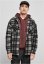 Pánska jarná bunda Urban Classics Plaid Teddy Lined - čierna, biela