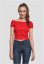 Ladies Off Shoulder Rib Tee - fire red