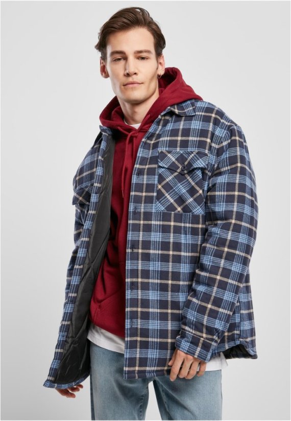Plaid Quilted Shirt Jacket - lightblue/darkblue