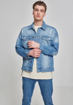 Bunda Urban Classics Ripped Denim Jacket - bleached