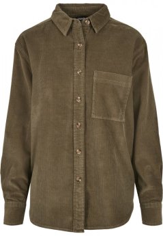 Dámská košile Urban Classics Corduroy Oversized Shirt - olive