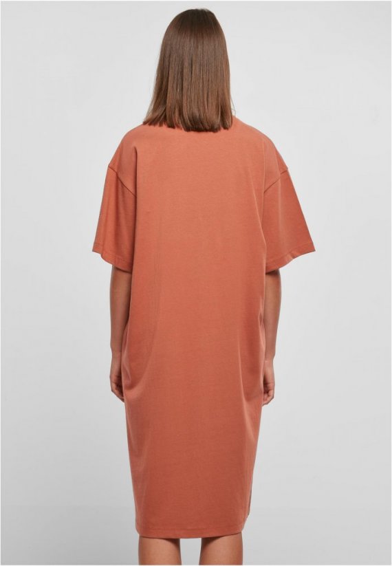 Ladies Organic Long Oversized Tee Dress - terracotta