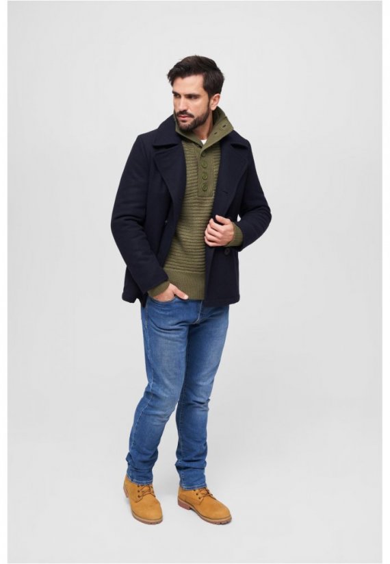 Modrý pánsky kabát Brandit Pea Coat - Veľkosť: 3XL