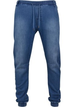 Knitted Denim Jogpants - blue washed