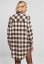 Ladies Oversized Check Flannel Shirt Dress - pink/brown