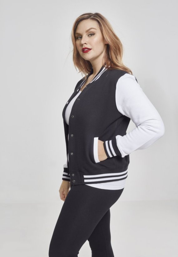 Bunda Urban Classics Ladies 2-tone College Sweatjacket - blk/wht