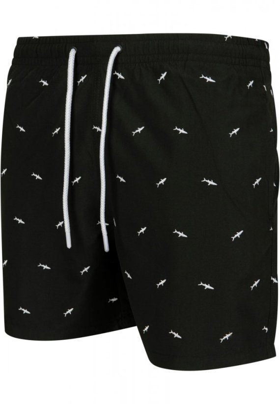 Embroidery Swim Shorts - shark/black/white