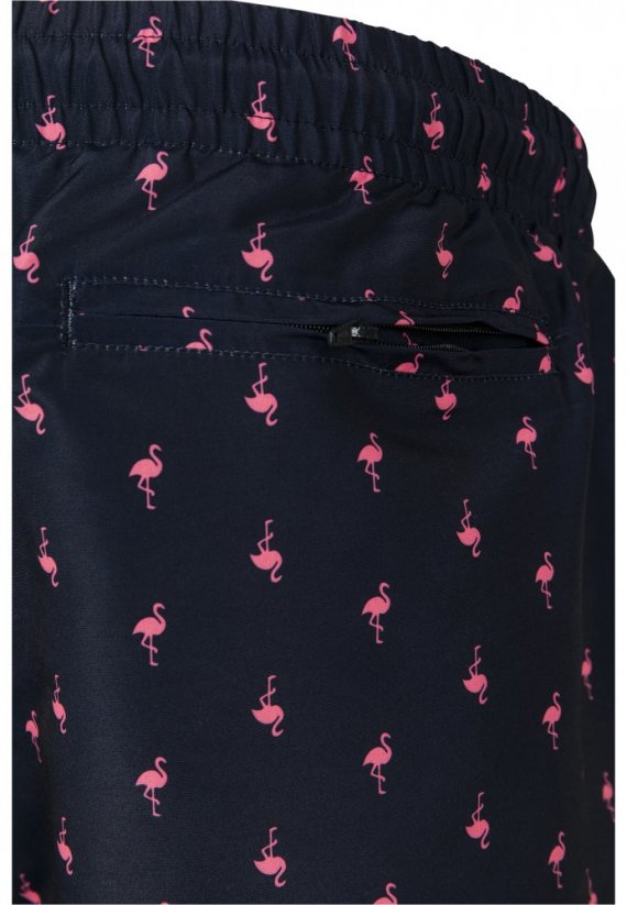 Pánské koupací šortky Urban Classics Pattern Swim Shorts - flamingo
