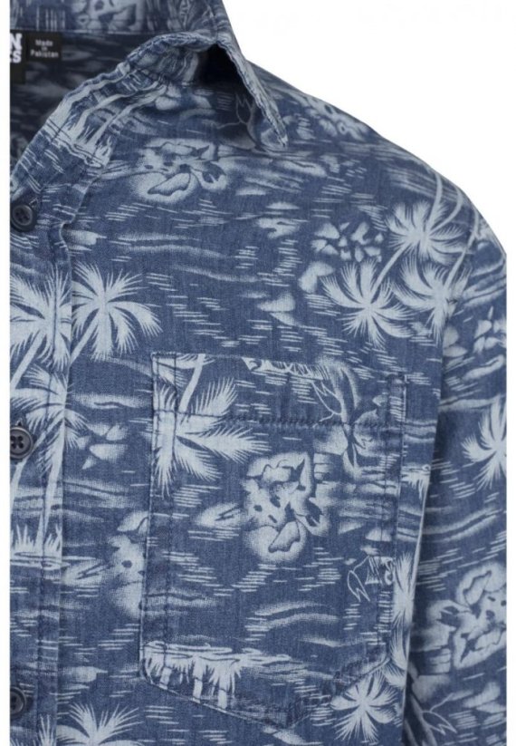 Printed Palm Denim Shirt