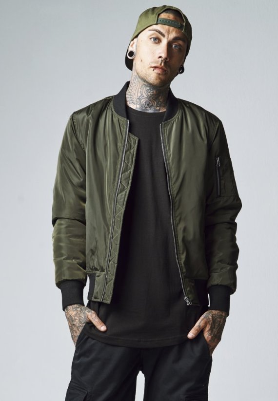Pánska bomber bunda Urban Classics 2-Tone - tmavo olivová
