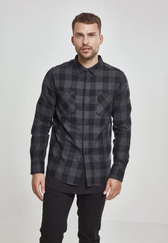 Pánská košile Urban Classics Checked Flanell Shirt - černá,šedá