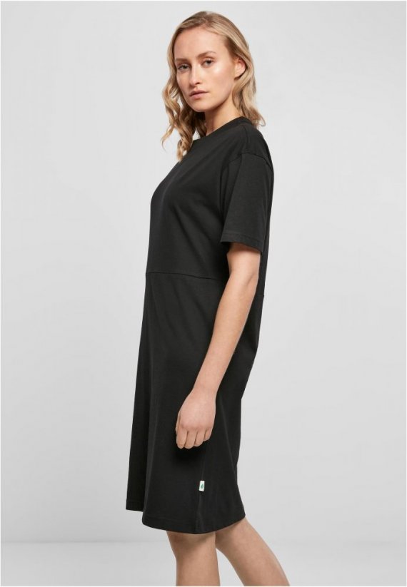 Ladies Organic Oversized Slit Tee Dress - black