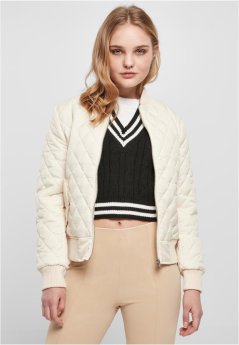 Ladies Diamond Quilt Nylon Jacket - whitesand