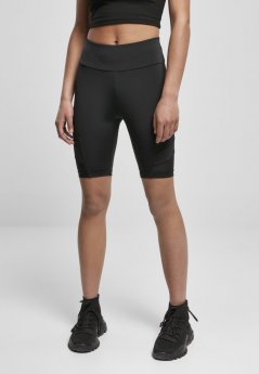 Legíny Urban Classics Ladies High Waist Tech Mesh Cycle Shorts - black
