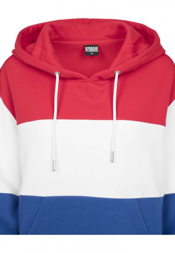 Ladies Oversize 3-Tone Hoody - fire red/white/royal