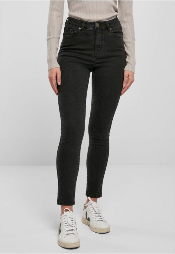 Ladies Organic High Waist Skinny Jeans - black washed