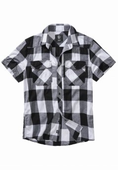 Brandit / Checkshirt Halfsleeve white/black