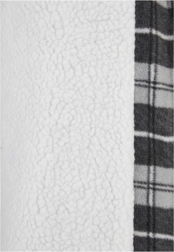 Pánska jarná bunda Urban Classics Plaid Teddy Lined - čierna, biela